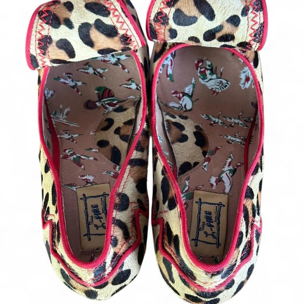 Miss L Fire Shoes | Miss L Fire Leopard Print Heels with Red Trim - Picture 6 of 8